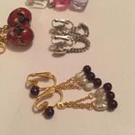 Trifari Lot Of 4 Costume Earrings Vintage Clip On Avon Sarah Cov  Cloisonné Photo 3