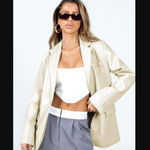 Princess Polly Tallong Cream Faux Leather Blazer S/M Photo 0