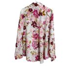 Time & Tru  Floral Pink Button Down Business Casual Blouse Photo 1