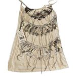 Christina Love Adjustable strap cami with sequins and beaded tassels. Size M Photo 0
