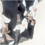 Embroidered Floral Wrap Long Scarf Women’s Black Bronze Sheer Elegant Photo 6