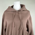 ZARA  Women’s Light Brown Long Sleeve Drawstring Cropped Hoodie Sweatshirt Small Photo 1