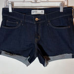 Abercrombie & Fitch Low Rise Denim Shorts Dark Wash Size 4 Cuffed Raw Hem Photo 0