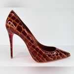 Christian Louboutin  Kate 100mm Croc Acajou Brown Embossed Leather Pumps EU 39 Photo 7