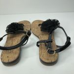 Jaclyn Smith  Corked Look Black Flower Sandals Photo 5