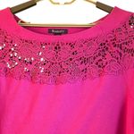 Roamans Womens Sweatshirt Size 1X Lace Detail French Terry Athleisure Oversized Pink Photo 1