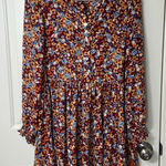 Emma & Michele NWOT  women’s burgundy‎ floral elastic cuff modest knee dress M Photo 0
