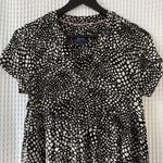 Maeve  by Anthropologie small pull-on black white abstract print viscose dress Photo 6