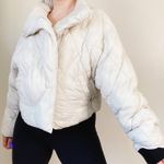 Calvin Klein Jeans  Cream Assymetric Zip Cloud Puffer Coat Crop Jacket Photo 0