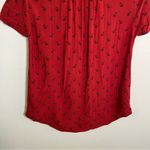 Levi's Levi’s Short Sleeve Button Down Blouse Red Black Bird Print S Photo 6