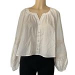 Aerie  Natural Crochet Button Shirt Women’s S Boho Peasant Blouse Lace Ruffle Photo 5