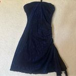 Princess Polly “Donelli” Strapless Navy Blue Shimmer Ruched Mini Dress Photo 1
