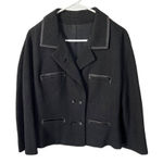 Vintage Frank Gallant Vintage Black Wool Cropped Jacket W/ Satin Trim & Double B Size L Photo 0