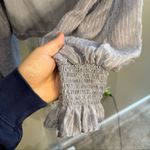 Urban Outfitters  Long Sleeve Textured Puff Sleeve Crop Top – Dusty Blue - Size M Photo 2