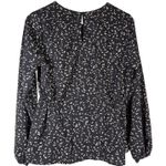 Kaileigh Long Sleeve Black & Tan Blouse M NWOT Photo 1