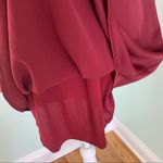 Tyche NWT  Burgandy Silky Ruffle Neck Sleeveless Dress Large L Photo 7