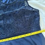 Lulus Navy Blue Sleeveless Lace Onlay Maxi Gown Dress Size L Blue Size L Photo 4