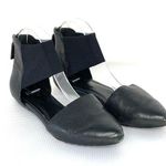 Eileen Fisher Allot Ballet Flat Black Leather Mesh Ankle Strap Zipper Size 7.5 Photo 0