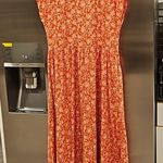 Madewell 💕💕 Button Front Midi Dress ~ Piazza Floral Print Orange White ~ Small Photo 7