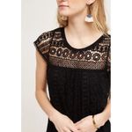 Anthropologie NEW  Maeve Cap Sleeve Cotton‎ Crochet Tunic Dress Black Small Party Photo 2