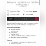 Lululemon  Logo Waistband High Rise Training Crop Graphite Grey Size 2  Pockets Photo 5