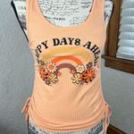 Zoe & Liv | Ribbed Graphic Side Tie Hippie Boho Tank Top Size S Photo 2