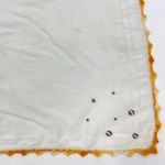 Vintage Handkerchief Embroidered Coffee Bean Orange Variegated‎ Crocheted Edge White Photo 3