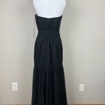 Vera Wang White  Dress Womens 8 Black Crinkle Chiffon Trumpet Hem Strapless Gown‎ Photo 6