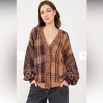 Free People NWOT  Sepia Plaid Cardigan Photo 1