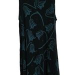 Loft Black Green Floral Tulip Print Sleeveless Dress Womens Size M Keyhole Back Photo 2