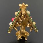 Vintage Unsigned Enamel Christmas Tree w/ 4pairs Of Earrings Holder Brooch Set Photo 4