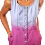 Jordache Vintage Ombre Pink Denim Button Front Tank Dress Size Large Photo 1