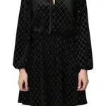 Sage Collective Grid Glitter Tie Neck Knit Dress In Black Size 0 Photo 0