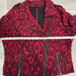 White House | Black Market lace moto jacket red long sleeve womens medium L33 Photo 8