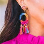 NEW! BOHO Silver & Rainbow Fringe Tassel Earrings Red Photo 9
