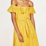 ZARA Linen Off The Shoulders Dress Photo 0