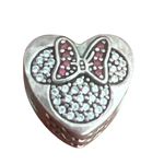 Pandora Disney Minnie Mickey Mouse Head Heart Charm Crystals 925 Sterling Silver Photo 0
