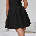 Fisoew Summer Backless Lace Up Dresses Sleeveless Square Neck A Line Mini Dress Black Photo 0