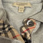 Burberry London Womens Polo Shirt Gray Plaid Trim Short Sleeve Top Size S Photo 1