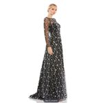 Mac Duggal NWT 12360 Illusion Long Sleeve A Line Gown Black 2 Photo 2