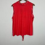 Apt. 9  Top Womens XL Red Bandana Tie Front Sleeveless‎ Southwestern Button Collar Photo 5