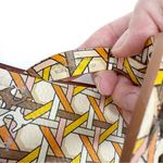 Tory Burch Welt Pink Yellow Geometric Print Leather Miller Sandal Size 8.5 Photo 4