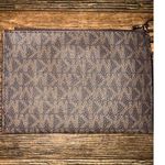 Michael Kors  Wristlet Card Case Coin Purse Brown MK Logo Zip Small Wallet‎ Photo 7