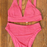 ANDIE Bikini Set 90s High Waist Seersucker Textured Grapefruit size S NWOT Photo 0