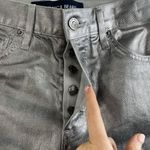 Veronica Beard Sz 23 Daniela Metallic Straight Leg Jean in Light Gunmetal Grunge Photo 5