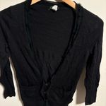 J.Crew  Ruffle Prima Cotton Silk Ruffle Cardigan Black- Size XS Photo 1