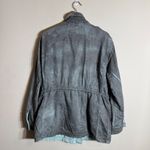 Free People Double Cloth Military Jacket Women's Medium Gray Blue Boho Pockets Photo 4