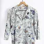 Gap Love by  White Button Up Top w/ Butterfly Floral Print M Photo 0