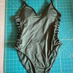 Shade & Shore Olive Green One Piece Swimsuit w/ Side Cut Outs Size M Photo 9