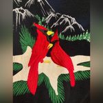 Vintage Navy Blue Mockneck Sweatshirt with Embroidered Cardinals Photo 2